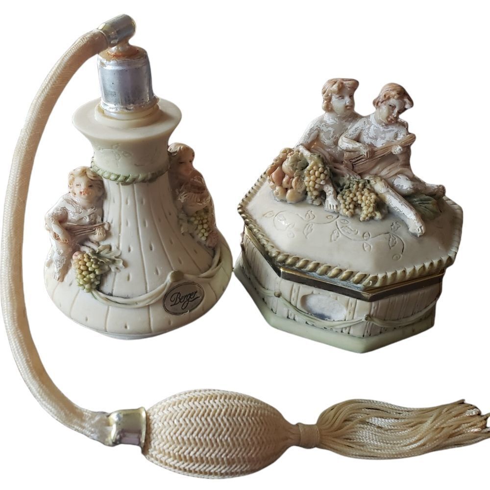 ‎BERGER Perfume Antique Atomizer and Matching Trinket Dish